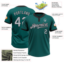 Load image into Gallery viewer, Custom Teal Black Pinstripe Gray Two-Button Unisex Softball Jersey
