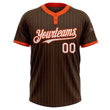 Load image into Gallery viewer, Custom Brown Orange Pinstripe White Two-Button Unisex Softball Jersey
