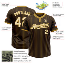 Load image into Gallery viewer, Custom Brown Old Gold Pinstripe Cream Two-Button Unisex Softball Jersey
