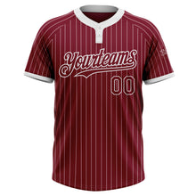 Load image into Gallery viewer, Custom Crimson White Pinstripe White Two-Button Unisex Softball Jersey
