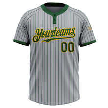 Load image into Gallery viewer, Custom Gray Green Pinstripe Gold Two-Button Unisex Softball Jersey
