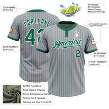 Load image into Gallery viewer, Custom Gray Kelly Green Pinstripe White Two-Button Unisex Softball Jersey
