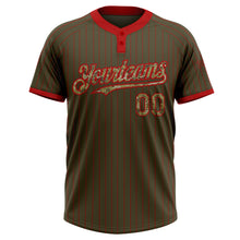Load image into Gallery viewer, Custom Olive Red Pinstripe Camo Salute To Service Two-Button Unisex Softball Jersey
