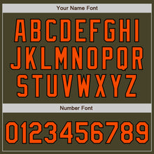 Load image into Gallery viewer, Custom Olive Black Pinstripe Orange Salute To Service Two-Button Unisex Softball Jersey
