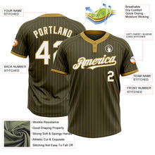 Load image into Gallery viewer, Custom Olive Old Gold Pinstripe White Salute To Service Two-Button Unisex Softball Jersey
