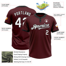 Load image into Gallery viewer, Custom Burgundy Black Pinstripe White Two-Button Unisex Softball Jersey
