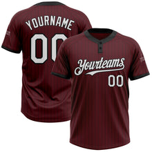 Load image into Gallery viewer, Custom Burgundy Black Pinstripe White Two-Button Unisex Softball Jersey
