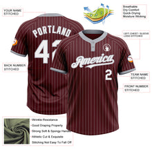 Load image into Gallery viewer, Custom Burgundy Gray Pinstripe White Two-Button Unisex Softball Jersey
