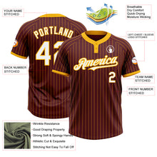 Load image into Gallery viewer, Custom Burgundy Gold Pinstripe White Two-Button Unisex Softball Jersey
