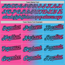 Load image into Gallery viewer, Custom Sky Blue Pink-Black Gradient Fashion Two-Button Unisex Softball Jersey
