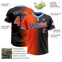 Load image into Gallery viewer, Custom Black Orange-Light Blue Gradient Fashion Two-Button Unisex Softball Jersey
