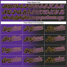Load image into Gallery viewer, Custom Black Purple-Old Gold Gradient Fashion Two-Button Unisex Softball Jersey
