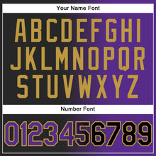 Load image into Gallery viewer, Custom Black Purple-Old Gold Gradient Fashion Two-Button Unisex Softball Jersey
