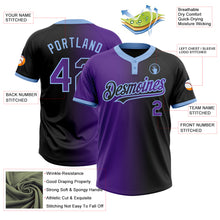 Load image into Gallery viewer, Custom Black Purple-Light Blue Gradient Fashion Two-Button Unisex Softball Jersey
