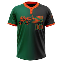 Load image into Gallery viewer, Custom Black Kelly Green-Orange Gradient Fashion Two-Button Unisex Softball Jersey
