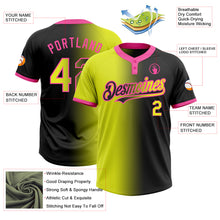 Load image into Gallery viewer, Custom Black Neon Yellow-Pink Gradient Fashion Two-Button Unisex Softball Jersey
