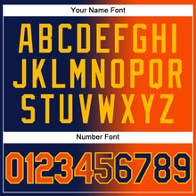 Load image into Gallery viewer, Custom Navy Orange-Gold Gradient Fashion Two-Button Unisex Softball Jersey
