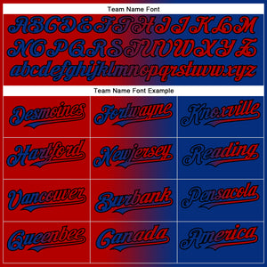 Custom Royal Red-Black Gradient Fashion Two-Button Unisex Softball Jersey