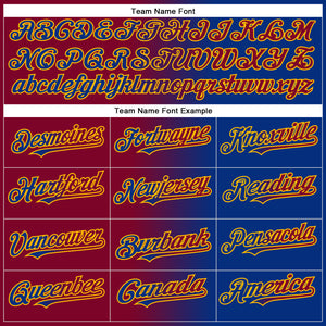 Custom Royal Maroon-Gold Gradient Fashion Two-Button Unisex Softball Jersey