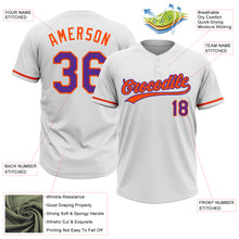 Load image into Gallery viewer, Custom White Purple-Orange Two-Button Unisex Softball Jersey
