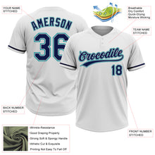 Load image into Gallery viewer, Custom White Navy Gray-Teal Two-Button Unisex Softball Jersey
