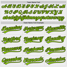 Load image into Gallery viewer, Custom White Neon Green-Black Two-Button Unisex Softball Jersey
