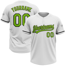 Load image into Gallery viewer, Custom White Neon Green-Black Two-Button Unisex Softball Jersey
