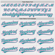 Load image into Gallery viewer, Custom White Pink-Teal Two-Button Unisex Softball Jersey
