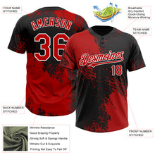 Load image into Gallery viewer, Custom Red Black-White 3D Pattern Abstract Brush Stroke Two-Button Unisex Softball Jersey
