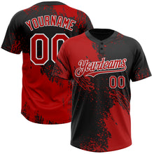 Load image into Gallery viewer, Custom Red Black-White 3D Pattern Abstract Brush Stroke Two-Button Unisex Softball Jersey
