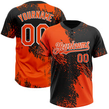 Load image into Gallery viewer, Custom Orange Black-White 3D Pattern Abstract Brush Stroke Two-Button Unisex Softball Jersey
