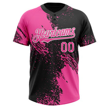 Load image into Gallery viewer, Custom Pink Black-White 3D Pattern Abstract Brush Stroke Two-Button Unisex Softball Jersey
