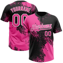 Load image into Gallery viewer, Custom Pink Black-White 3D Pattern Abstract Brush Stroke Two-Button Unisex Softball Jersey
