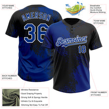Load image into Gallery viewer, Custom Royal Black-White 3D Pattern Abstract Brush Stroke Two-Button Unisex Softball Jersey
