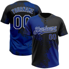Load image into Gallery viewer, Custom Royal Black-White 3D Pattern Abstract Brush Stroke Two-Button Unisex Softball Jersey
