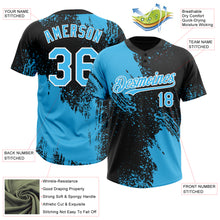 Load image into Gallery viewer, Custom Sky Blue Black-White 3D Pattern Abstract Brush Stroke Two-Button Unisex Softball Jersey

