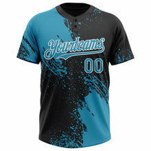 Load image into Gallery viewer, Custom Panther Blue Black-White 3D Pattern Abstract Brush Stroke Two-Button Unisex Softball Jersey
