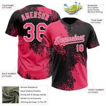 Load image into Gallery viewer, Custom Neon Pink Black-White 3D Pattern Abstract Brush Stroke Two-Button Unisex Softball Jersey
