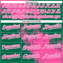 Load image into Gallery viewer, Custom Pink Kelly Green-White 3D Pattern Abstract Brush Stroke Two-Button Unisex Softball Jersey
