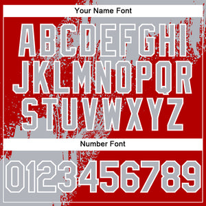 Custom Gray Red-White 3D Pattern Abstract Brush Stroke Two-Button Unisex Softball Jersey