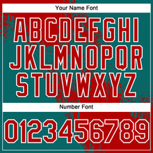 Load image into Gallery viewer, Custom Red Teal-White 3D Pattern Abstract Brush Stroke Two-Button Unisex Softball Jersey

