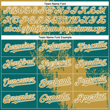 Load image into Gallery viewer, Custom Old Gold Teal-White 3D Pattern Abstract Brush Stroke Two-Button Unisex Softball Jersey
