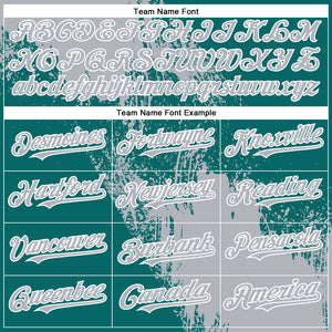 Custom Gray Teal-White 3D Pattern Abstract Brush Stroke Two-Button Unisex Softball Jersey