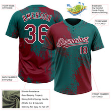 Load image into Gallery viewer, Custom Crimson Teal-White 3D Pattern Abstract Brush Stroke Two-Button Unisex Softball Jersey
