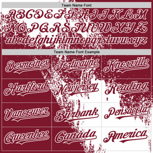 Custom White Crimson 3D Pattern Abstract Brush Stroke Two-Button Unisex Softball Jersey