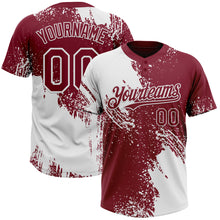Load image into Gallery viewer, Custom White Crimson 3D Pattern Abstract Brush Stroke Two-Button Unisex Softball Jersey
