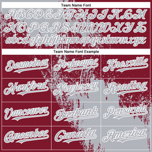 Custom Gray Crimson-White 3D Pattern Abstract Brush Stroke Two-Button Unisex Softball Jersey