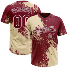Load image into Gallery viewer, Custom Cream Crimson-White 3D Pattern Abstract Brush Stroke Two-Button Unisex Softball Jersey
