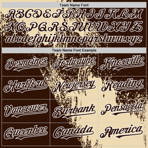 Custom Cream Brown-White 3D Pattern Abstract Brush Stroke Two-Button Unisex Softball Jersey