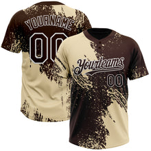 Load image into Gallery viewer, Custom Cream Brown-White 3D Pattern Abstract Brush Stroke Two-Button Unisex Softball Jersey
